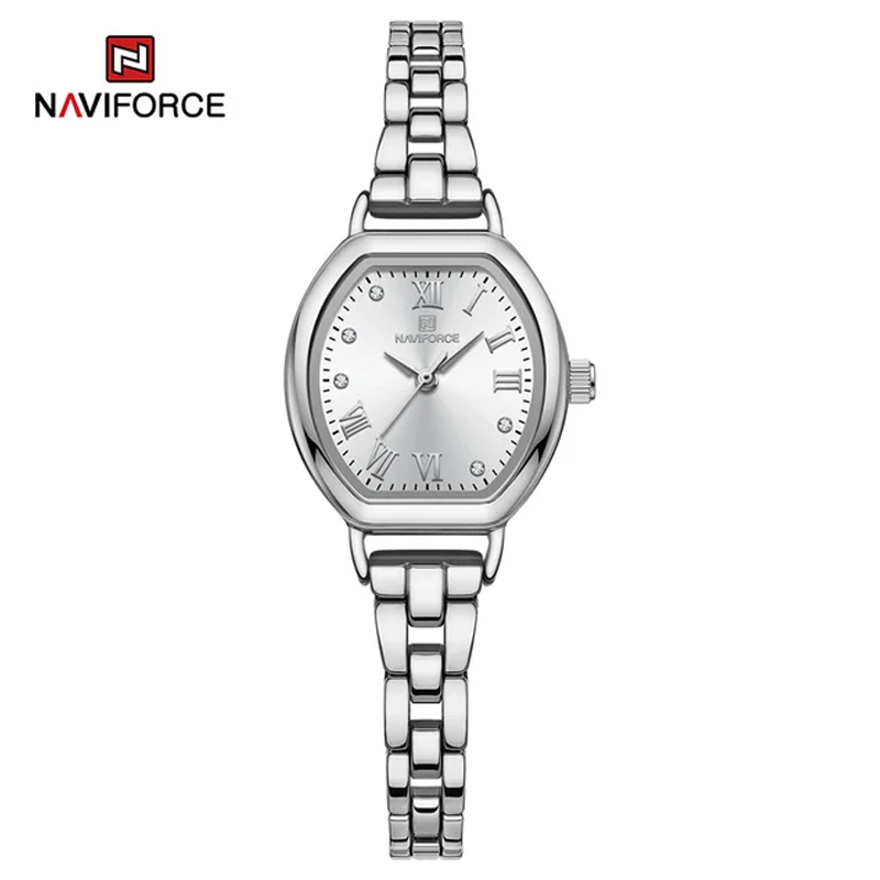 NAVIFORCE 5035 Alloy Bracelet Quartz Wristwatch Waterproof Charming Female Clock Wristwatch (Silver & White)